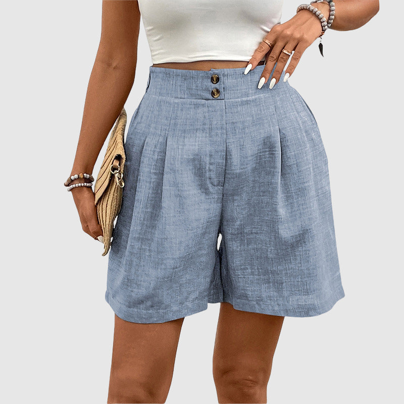 Elaine | Relaxed Fit Pleated High Waisted Shorts