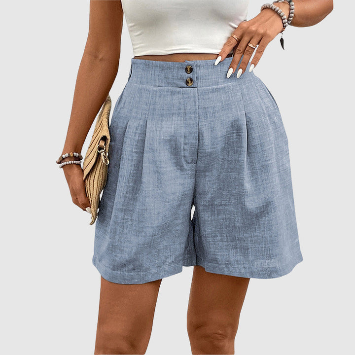 Elaine | Relaxed Fit Pleated High Waisted Shorts