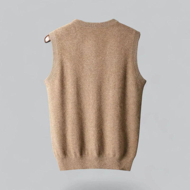 Men's Sweater Vest with V-Neck and Soft Knitted Fabric