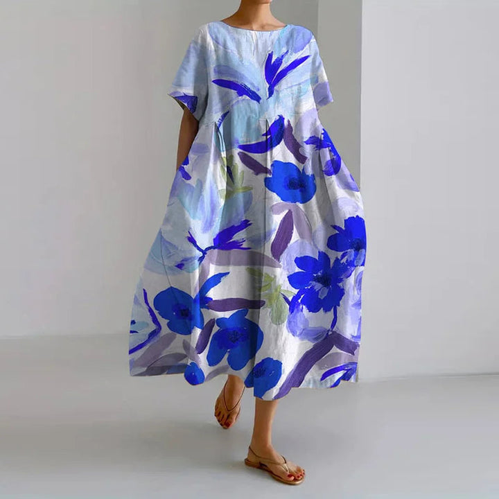 Urelia | Summer Midi Dress with Watercolour Floral Print