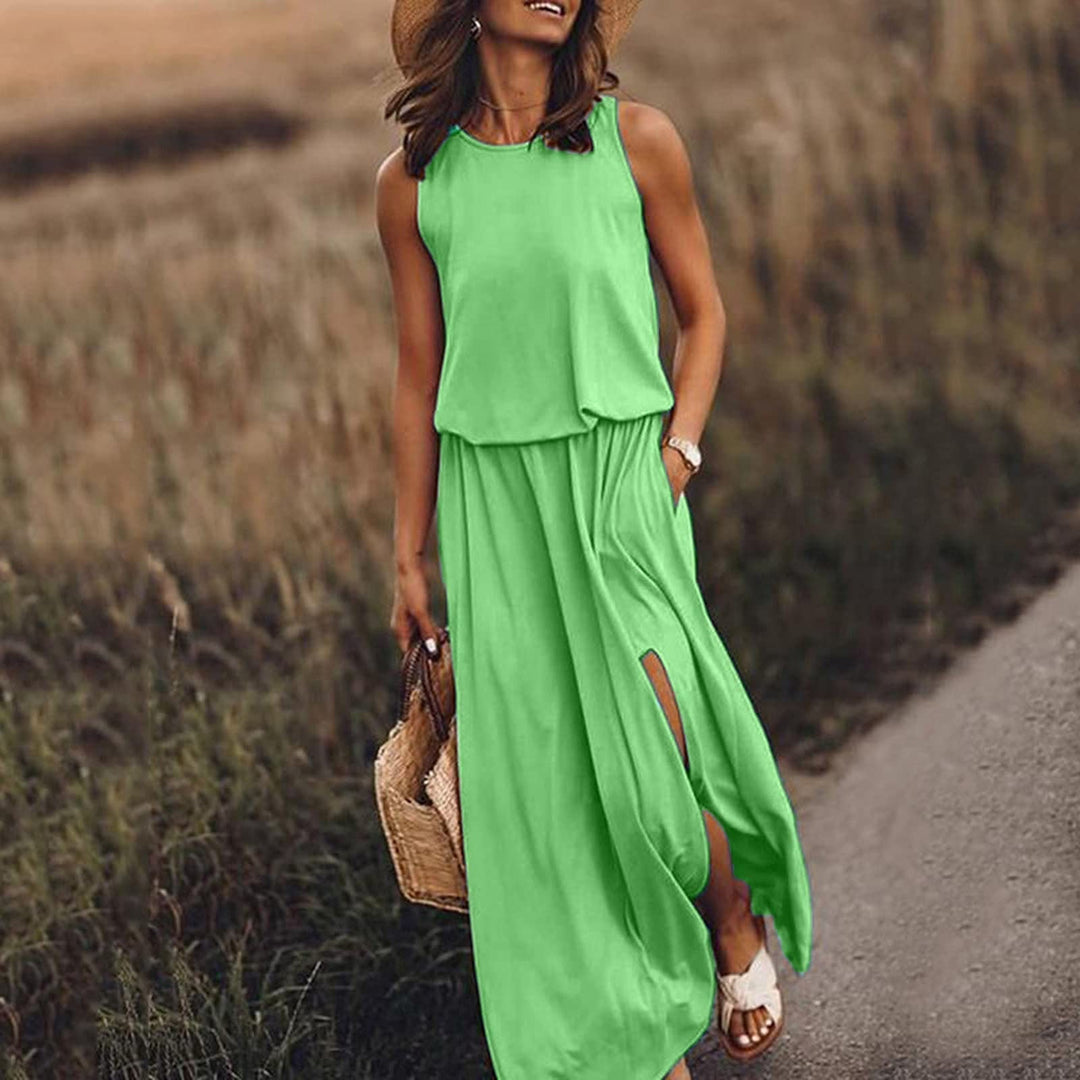 Kariela | Elegant Maxi Dress for Women with Side Slit | Sleeveless