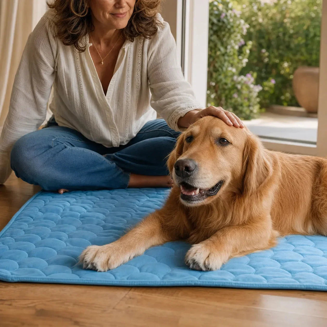 Coolo Self-Cooling Pet Mat, Ice Silk-like Dog Cooling Pad, No-Freezer Cooling Mat for Dogs, view 6 - Elena Harper