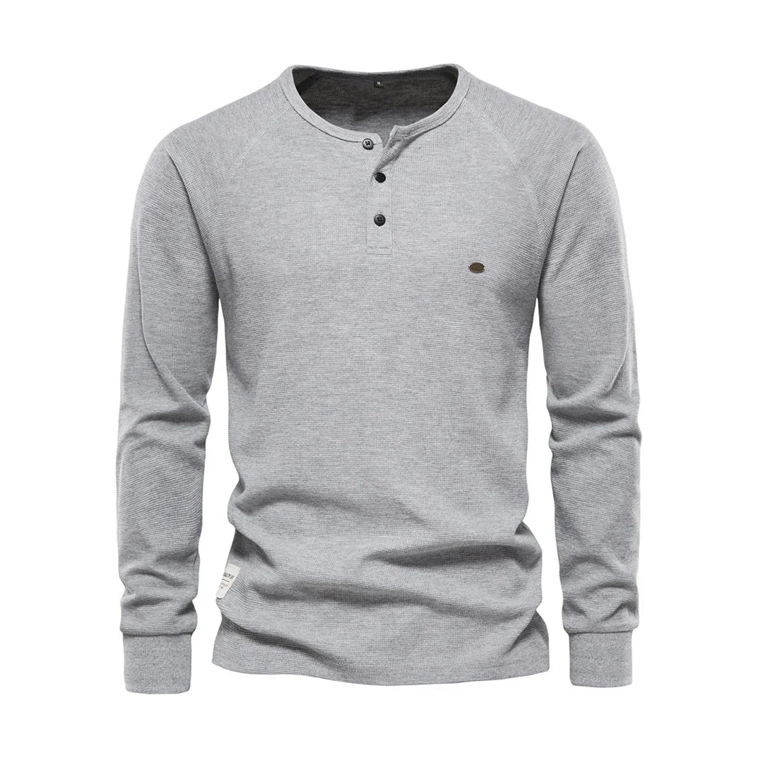 Men's Long Sleeve Shirt with Round Neck, view 3 - Elena Harper