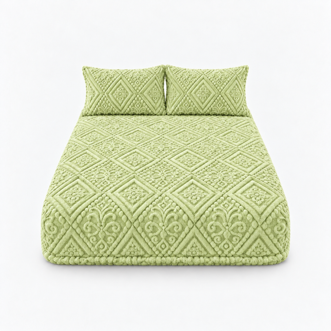 Damask Haven Raised Damask Plush Fitted Sheet - Elena Harper