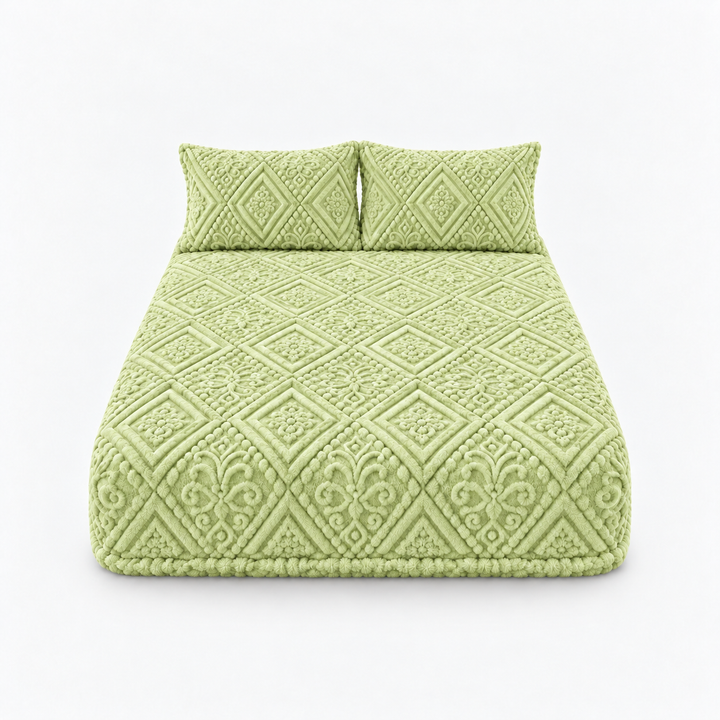 Damask Haven Raised Damask Plush Fitted Sheet - Elena Harper