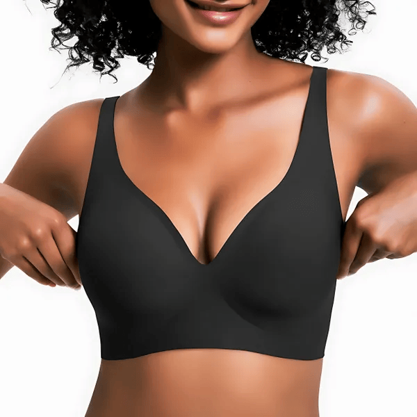 Lila Miela™ Jelly Bra by Emma & Rose Durban, women's wireless V-neck bra with soft nylon blend for comfortable lift.