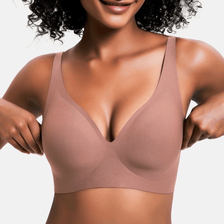 Lila Miela™ Jelly V-neck wireless bra for women with soft nylon blend fabric, offering comfortable lift and support by Emma & Rose Durban