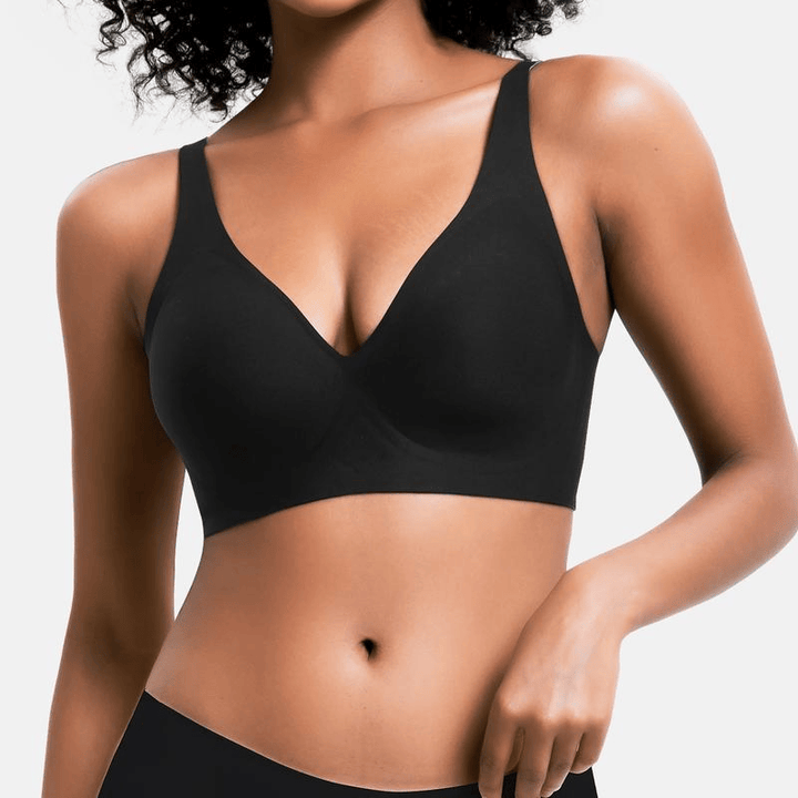 Lila Miela™ wireless V-neck jelly bra for women by Emma & Rose Durban, soft nylon blend, comfortable lift, seamless design