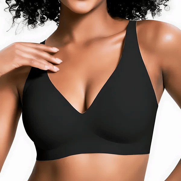 Lila Miela™ Jelly Bra by Emma & Rose Durban, wireless women's bra with V-neck design and soft nylon blend, comfortable lift.