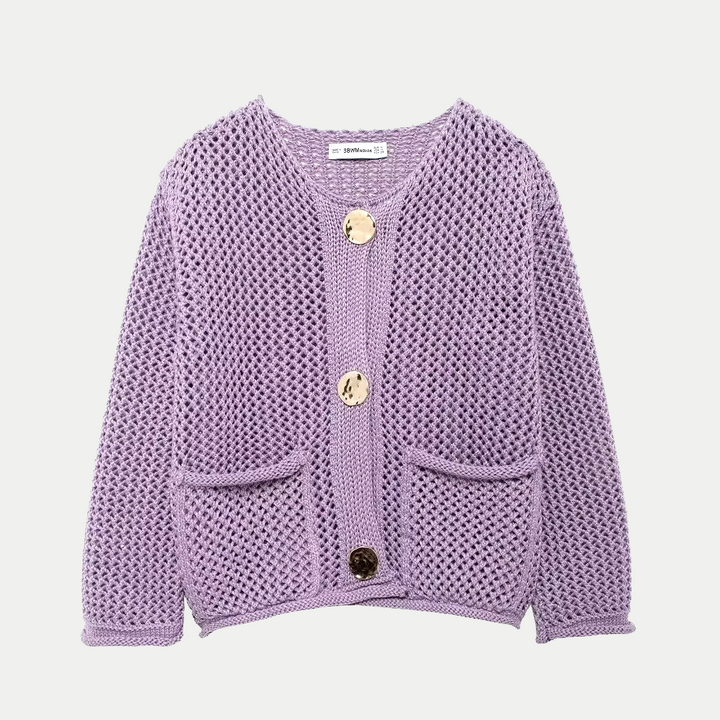 Elegant and Comfortable Buttoned Knit Cardigan for Women, view 3 - Elena Harper