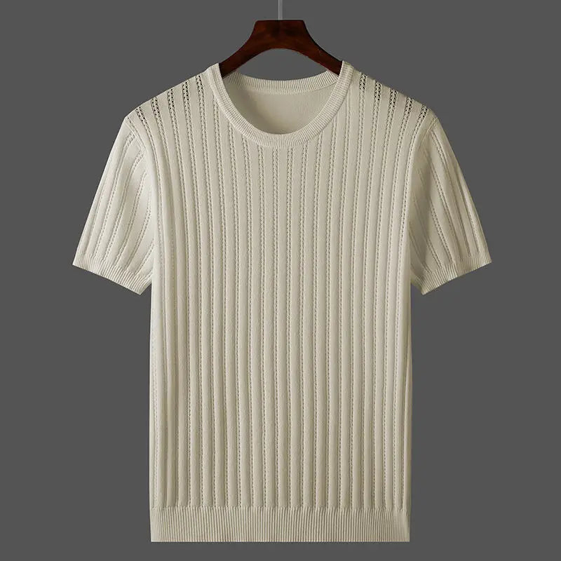 Men's Short Sleeve Cotton Knit T-Shirt, view 4 - Elena Harper