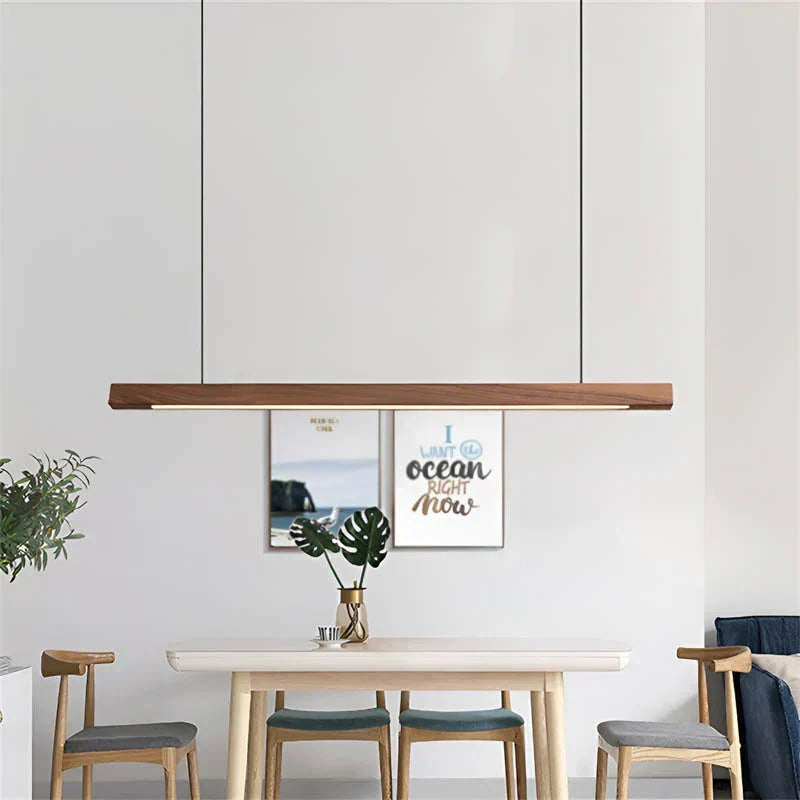 Wooden LED Pendant Lamp with Slim Beam - Linear Design