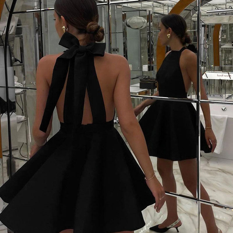 Flared Satin Cocktail Dress