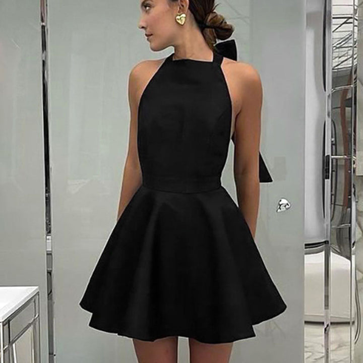 Flared Satin Cocktail Dress