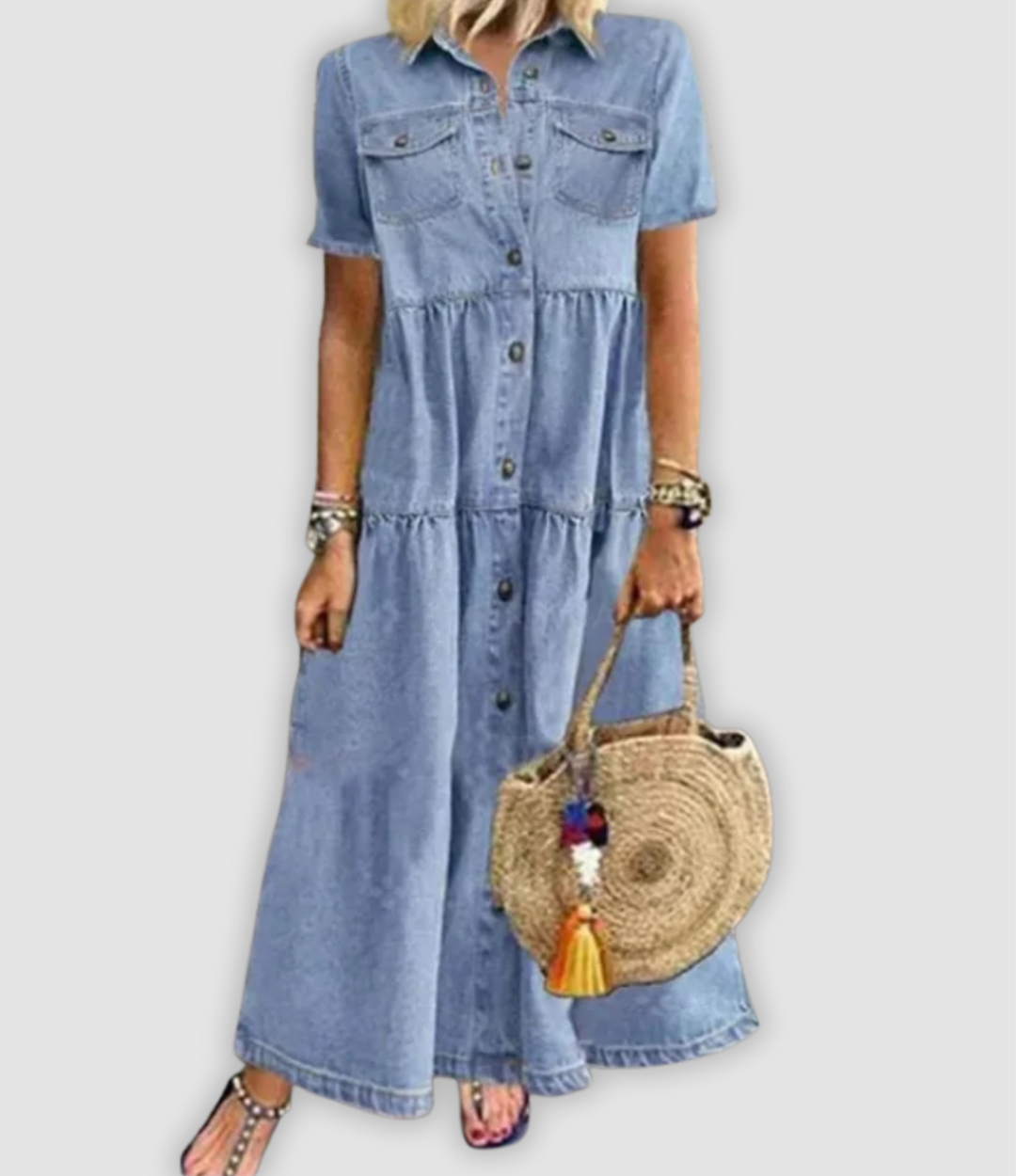 Lyla Stylish Denim Dress, Comfortable Fit. - Elena Harper