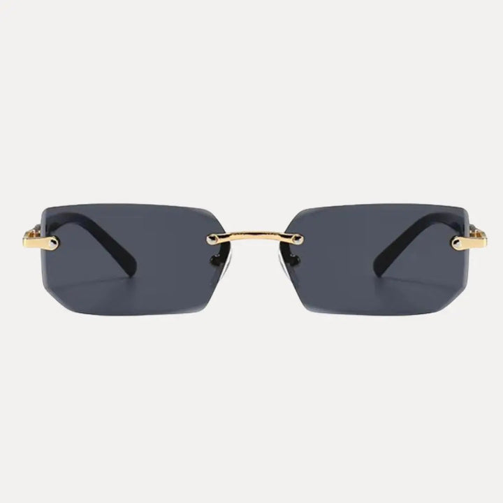 Men's Rimless Rectangle Sunglasses Gold Frame - Elena Harper