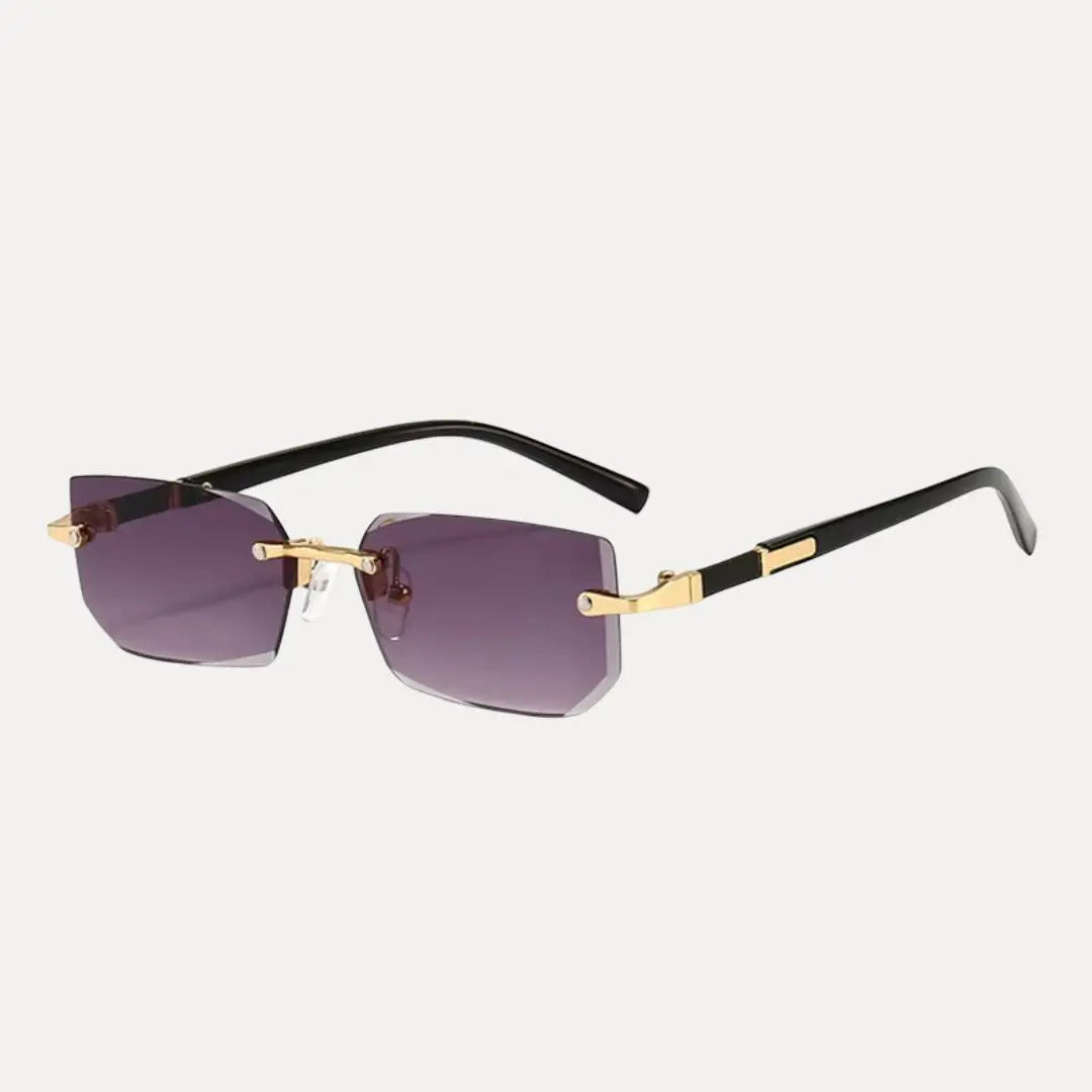 Men's Rimless Rectangle Sunglasses Gold Frame, view 5 - Elena Harper
