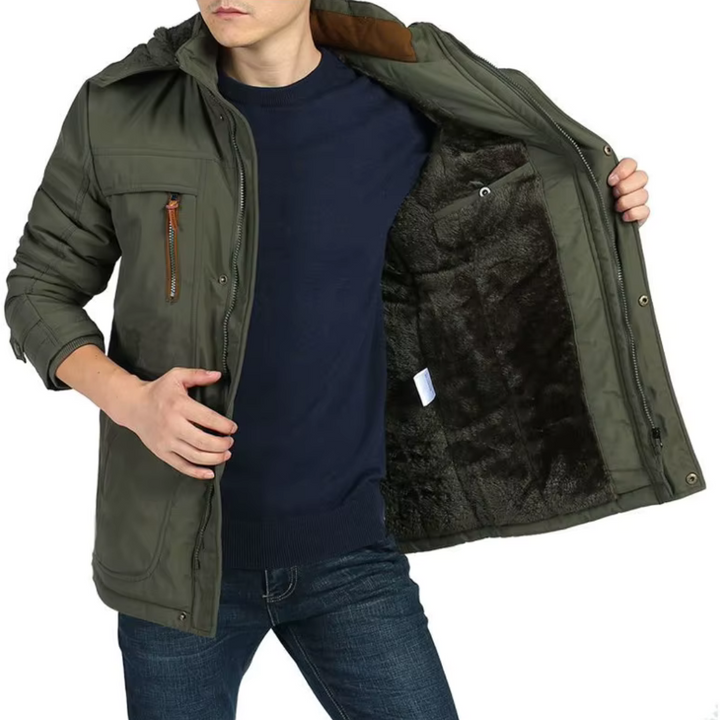 Thick Fleece Lined Winter Jacket for Men with Hood