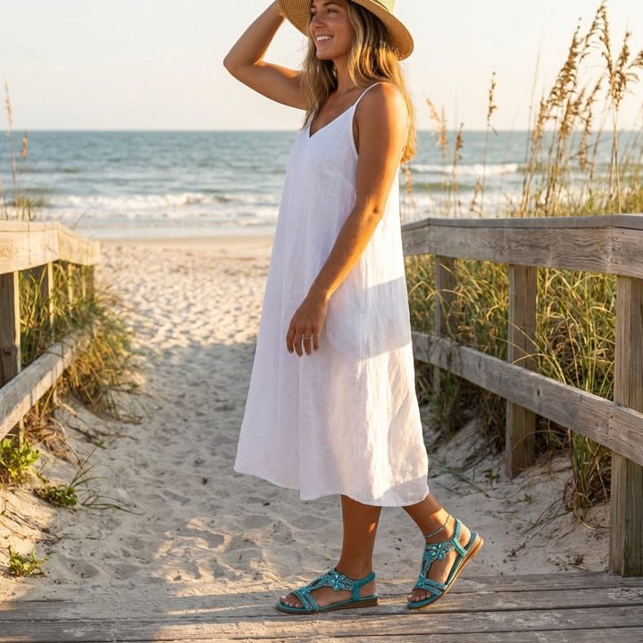 Lucia | Women's Wedge Sandals with Gemstone Accents and Elastic Strap | Glamorous