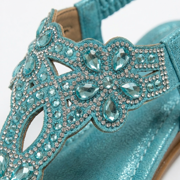 Lucia | Women's Wedge Sandals with Gemstone Accents and Elastic Strap | Glamorous