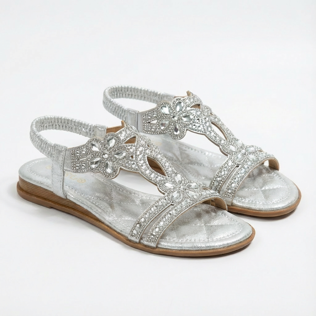 Lucia | Women's Wedge Sandals with Gemstone Accents and Elastic Strap | Glamorous