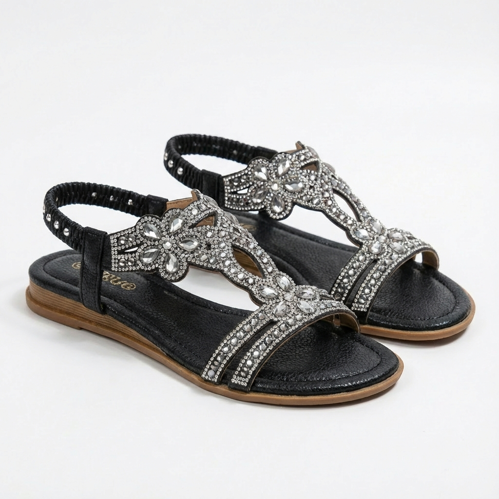 Lucia | Women's Wedge Sandals with Gemstone Accents and Elastic Strap | Glamorous