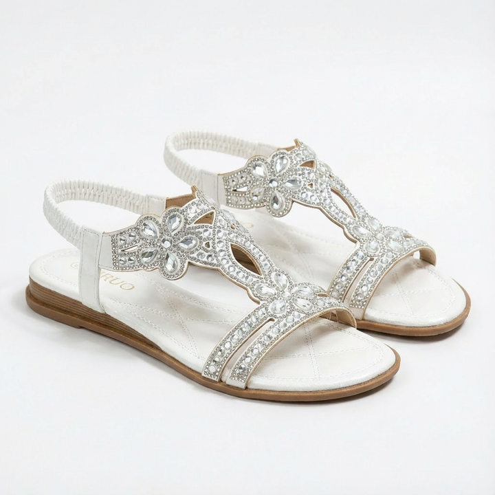 Lucia | Women's Wedge Sandals with Gemstone Accents and Elastic Strap | Glamorous