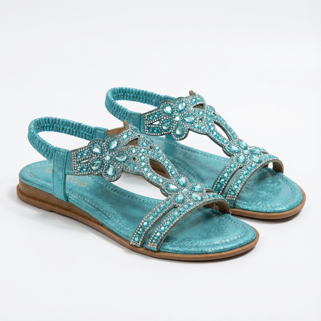 Lucia | Women's Wedge Sandals with Gemstone Accents and Elastic Strap | Glamorous
