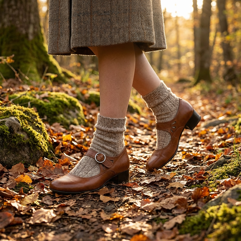 Lucia | Women's Mary Jane Shoes with Round Buckle and Cut-Out Details | Vintage