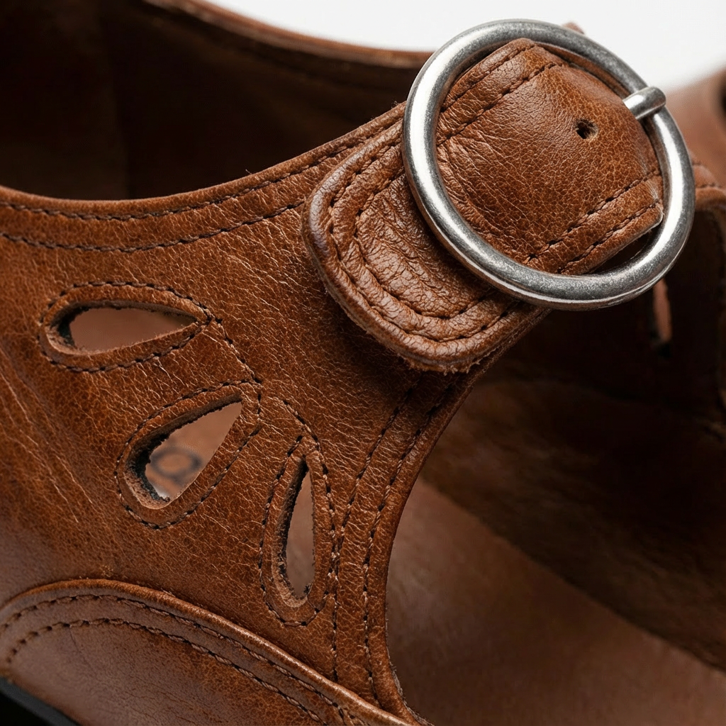 Lucia | Women's Mary Jane Shoes with Round Buckle and Cut-Out Details | Vintage