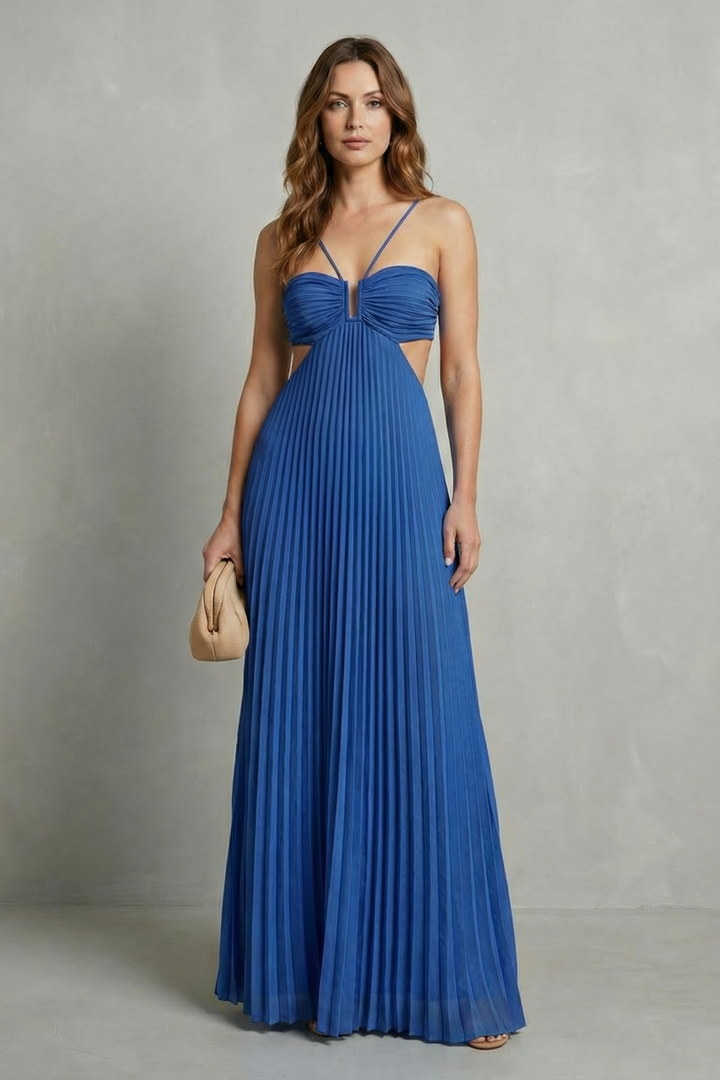 Luellara – Pleated halter elegance – Maxi dress