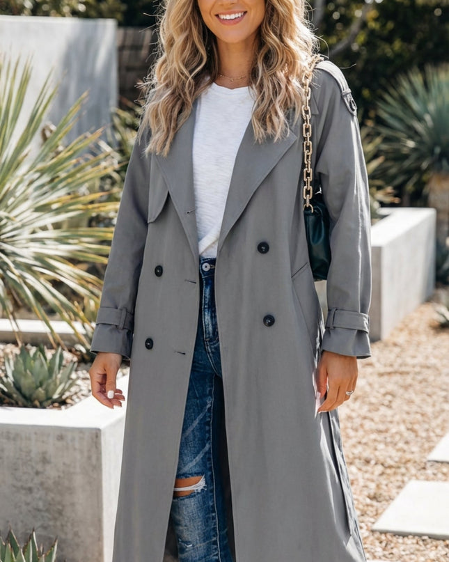 Women’s Double-Breasted Long Trench Coat