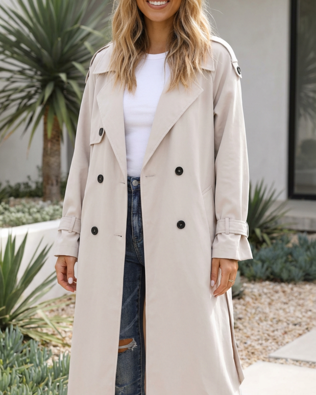Women’s Double-Breasted Long Trench Coat