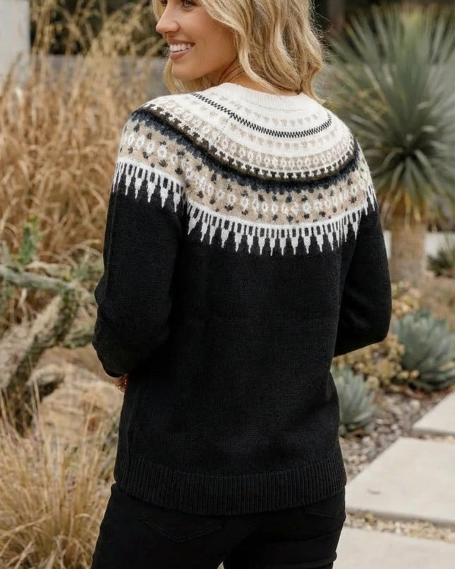 Women’s Fair Isle Patterned Crew Neck Knit Sweater