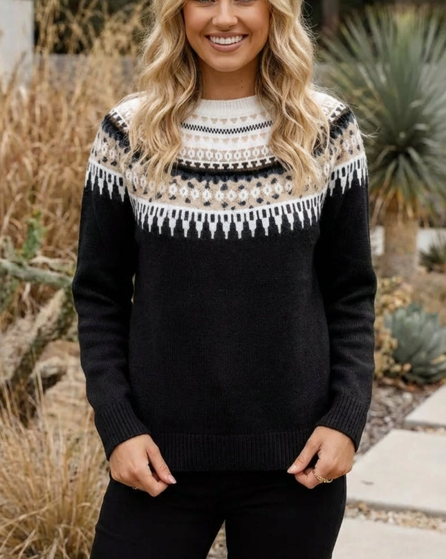 Women’s Fair Isle Patterned Crew Neck Knit Sweater