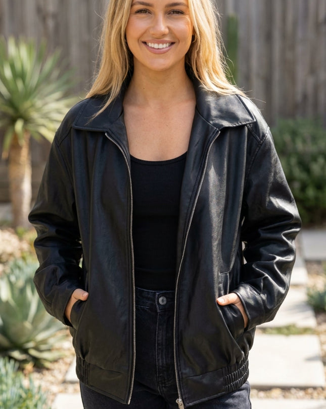 Women’s Oversized Zip Up Bomber Jacket