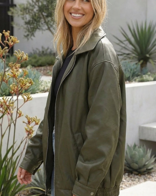 Women’s Oversized Zip Up Bomber Jacket