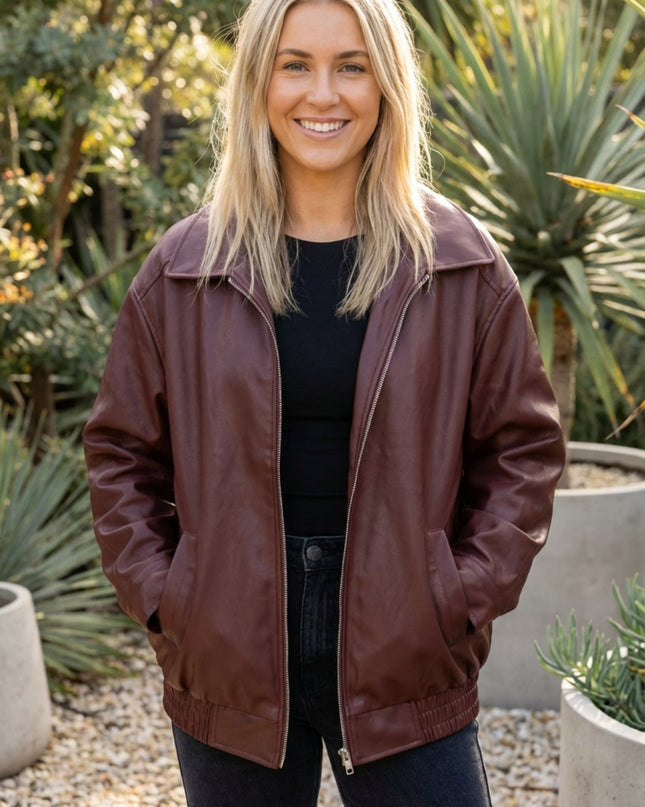 Women’s Oversized Zip Up Bomber Jacket