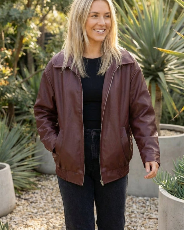 Women’s Oversized Zip Up Bomber Jacket