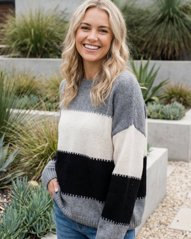 Women’s Striped Knit Sweater Pullover