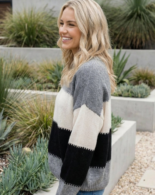 Women’s Striped Knit Sweater Pullover