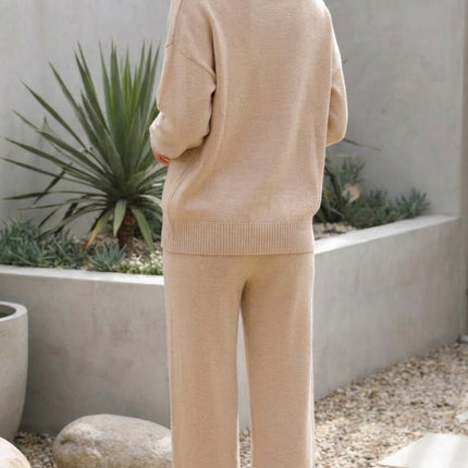 Women’s Two Piece Matching Turtleneck Knit Lounge Set