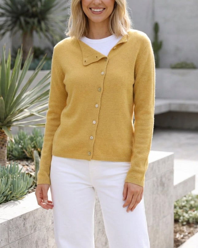 Women’s V-Neck Button-Up Knit Cardigan with Long Sleeves