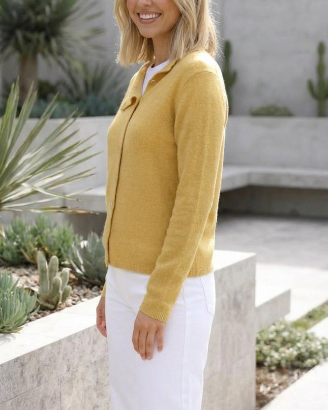 Women’s V-Neck Button-Up Knit Cardigan with Long Sleeves
