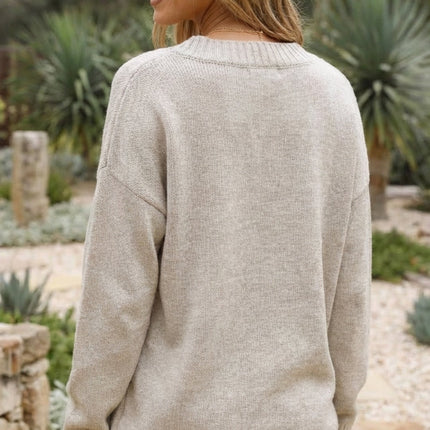 Women’s V-Neck Relaxed Fit Soft Knit Sweater Pullover