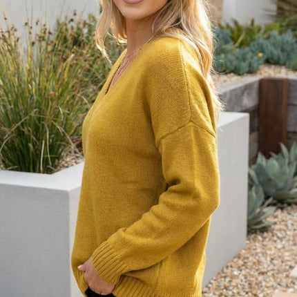 Women’s V-Neck Relaxed Fit Soft Knit Sweater Pullover