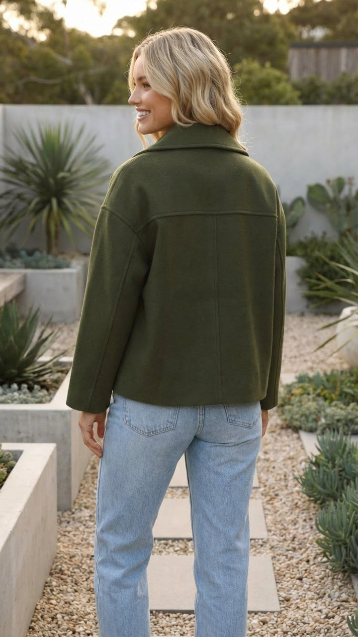 Women's Autumn Double-Breasted Cropped Jacket