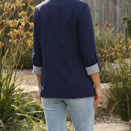 Women's Long Fitted Blazer with Roll-up Sleeves