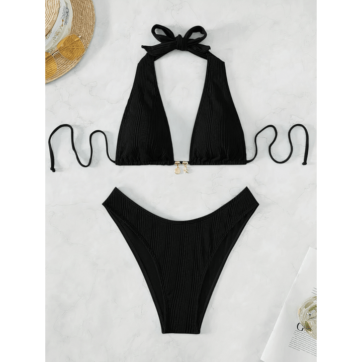 Sapphire Stripe Bikini by Emma & Rose Manhattan featuring a vibrant blue and white striped pattern on a stylish swimwear top.