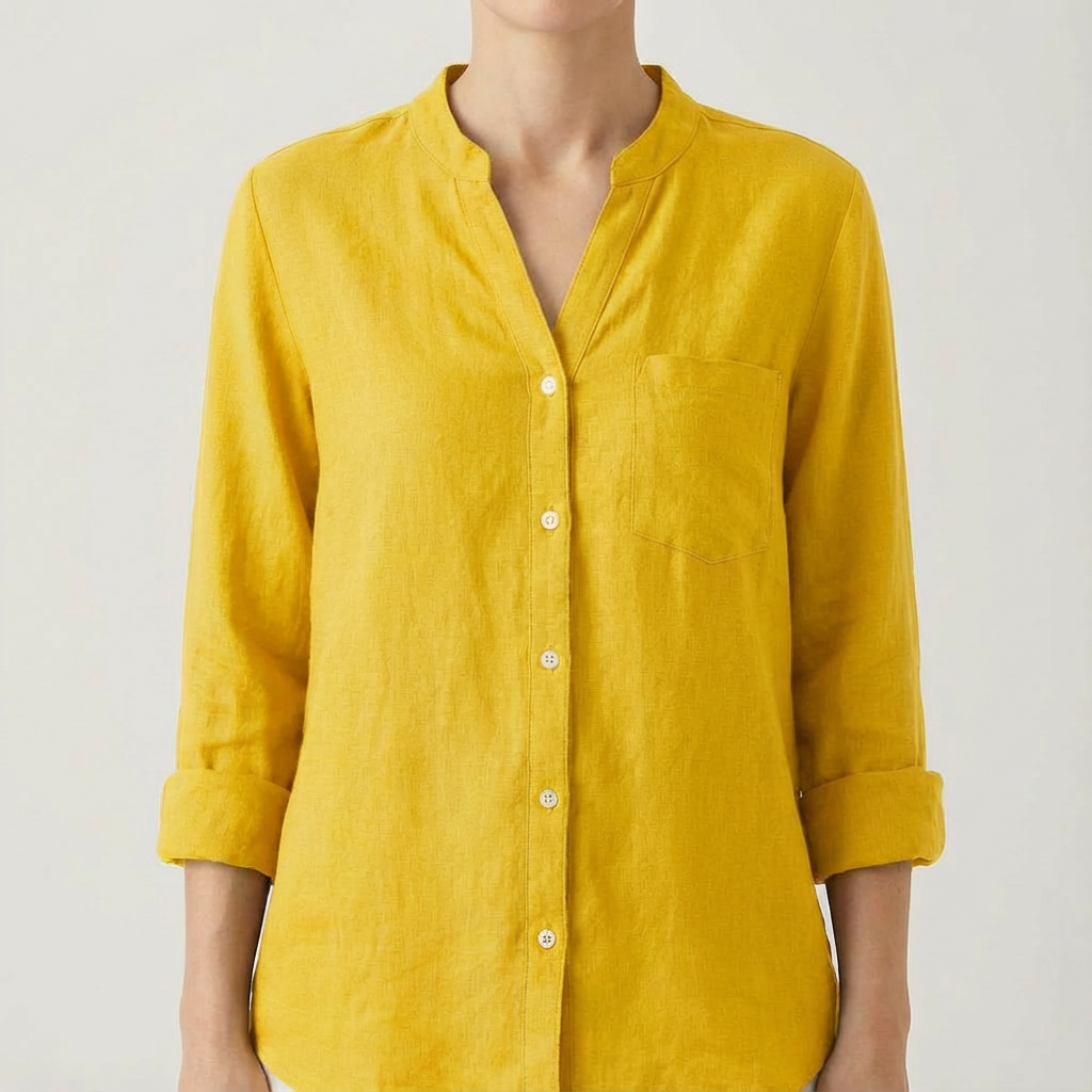 Luna | Women's Blouse with V-Neck and Rolled Sleeves | Casual Chic